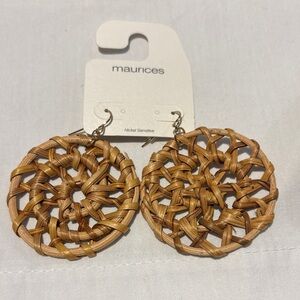 Maurices Woven Seagrass Round Drop Earrings